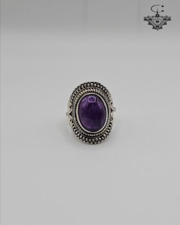 Silver ring with a real amethyst stone