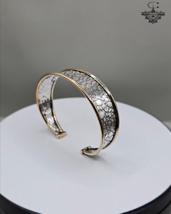 Silver bracelet with two copper wires