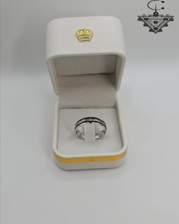 Silver 925 Ring 4g with Black Double Lines – Minimalist Modern Design