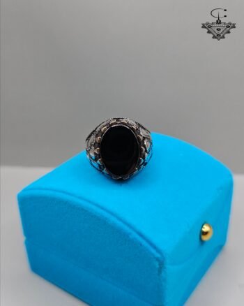 Certified 925 Pure Sterling Silver Natural Black Onyx Anchor Ring