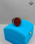 Certified 925 Pure Silver Natural Red Agate / Aqeeq Men's Ring